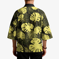 Yellow Hawaii Kukui Nut Lei Kimono Hawaiian Pattern Monstera Tropical Vibes - Polynesian Pride