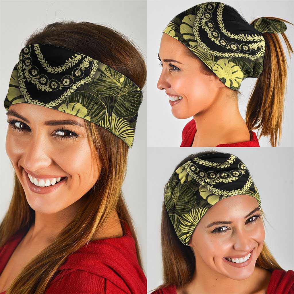 Yellow Hawaii Kukui Nut Lei Neck Gaiter Hawaiian Pattern Monstera Tropical Vibes - Polynesian Pride