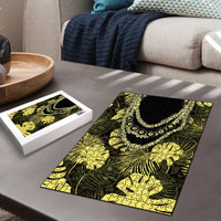 Yellow Hawaii Kukui Nut Lei Puzzle Hawaiian Pattern Monstera Tropical Vibes - Polynesian Pride