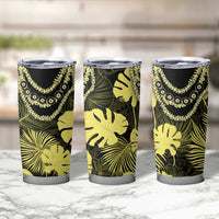 Yellow Hawaii Kukui Nut Lei Tumbler Cup Hawaiian Pattern Monstera Tropical Vibes - Polynesian Pride
