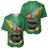 Hawaii Saint Patrick's Day Baseball Jersey Funny Leprechaun With Pot Of Gold - Polynesian Tattoo LT14 - Polynesian Pride