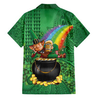 Hawaii Saint Patrick's Day Family Matching Tank Maxi Dress and Hawaiian Shirt Funny Leprechaun With Pot Of Gold - Polynesian Tattoo