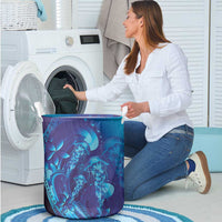Purple Paradise Polynesia Jellyfish Laundry Basket Plumeria Polynesian Tattoo Glowing Vibes