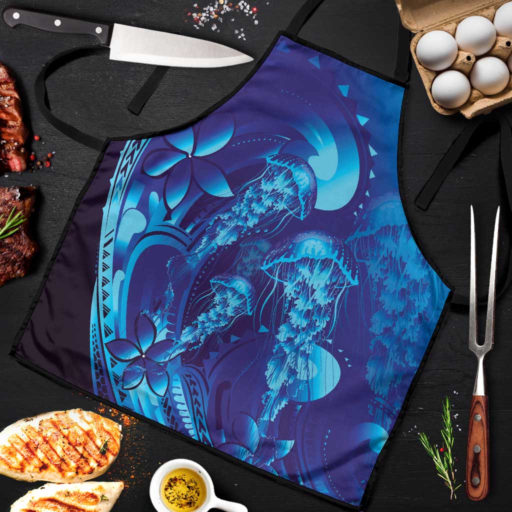Purple Paradise Polynesia Jellyfish Apron Plumeria Polynesian Tattoo Glowing Vibes