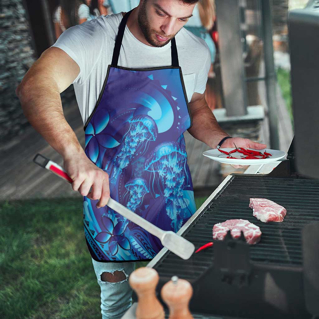Purple Paradise Polynesia Jellyfish Apron Plumeria Polynesian Tattoo Glowing Vibes