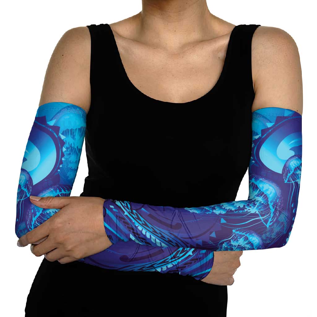 Purple Paradise Polynesia Jellyfish Arm Sleeves Plumeria Polynesian Tattoo Glowing Vibes