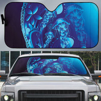 Purple Paradise Polynesia Jellyfish Auto Sun Shade Plumeria Polynesian Tattoo Glowing Vibes