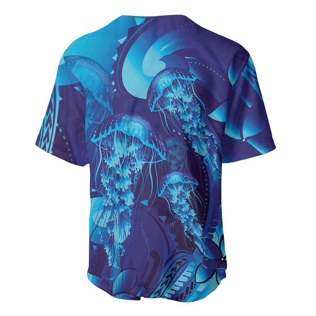 Purple Paradise Polynesia Jellyfish Baseball Jersey Plumeria Polynesian Tattoo Glowing Vibes