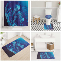Purple Paradise Polynesia Jellyfish Bathroom Set Plumeria Polynesian Tattoo Glowing Vibes