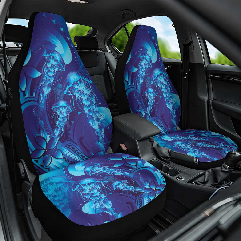 Purple Paradise Polynesia Jellyfish Car Seat Cover Plumeria Polynesian Tattoo Glowing Vibes LT14 One Size Purple - Polynesian Pride