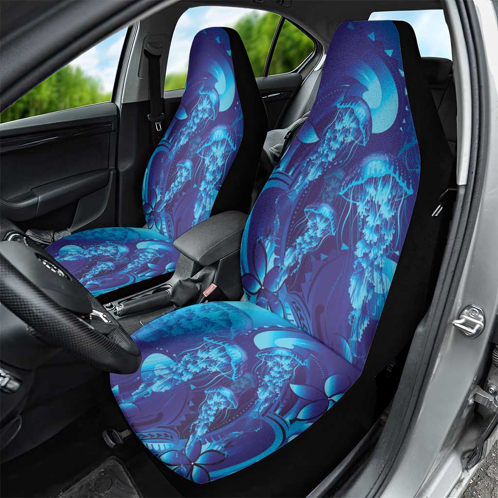 Purple Paradise Polynesia Jellyfish Car Seat Cover Plumeria Polynesian Tattoo Glowing Vibes LT14 - Polynesian Pride