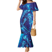Purple Paradise Polynesia Jellyfish Family Matching Mermaid Dress and Hawaiian Shirt Plumeria Polynesian Tattoo Glowing Vibes