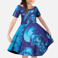 Purple Paradise Polynesia Jellyfish Family Matching Summer Maxi Dress and Hawaiian Shirt Plumeria Polynesian Tattoo Glowing Vibes