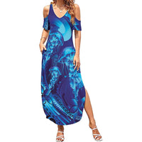 Purple Paradise Polynesia Jellyfish Family Matching Summer Maxi Dress and Hawaiian Shirt Plumeria Polynesian Tattoo Glowing Vibes