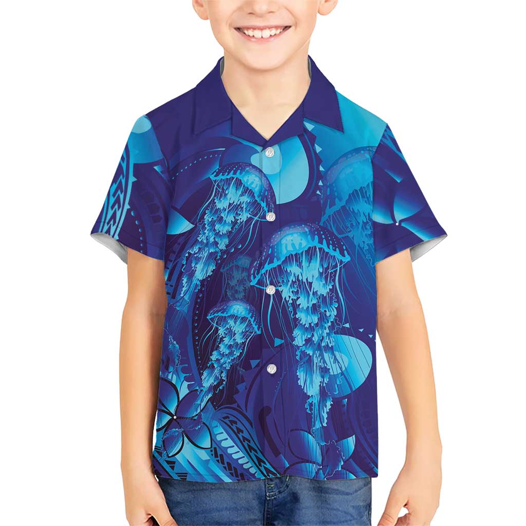 Purple Paradise Polynesia Jellyfish Family Matching Tank Maxi Dress and Hawaiian Shirt Plumeria Polynesian Tattoo Glowing Vibes