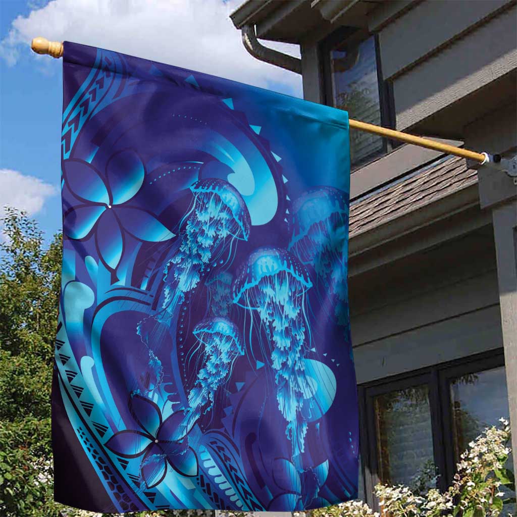 Purple Paradise Polynesia Jellyfish Garden Flag Plumeria Polynesian Tattoo Glowing Vibes