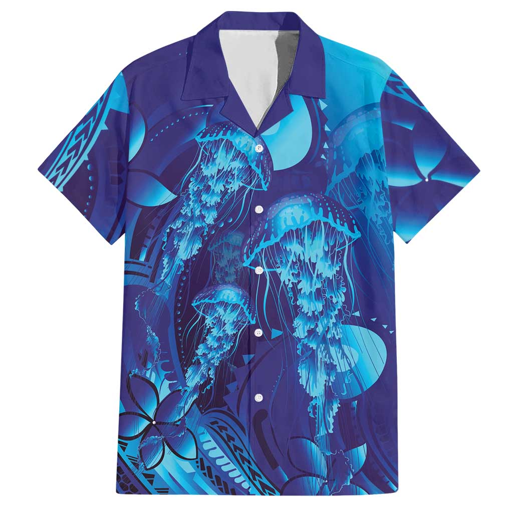 Purple Paradise Polynesia Jellyfish Hawaiian Shirt Plumeria Polynesian Tattoo Glowing Vibes LT14 Purple - Polynesian Pride
