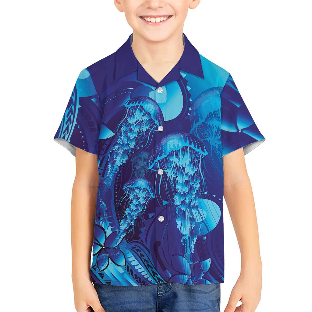 Purple Paradise Polynesia Jellyfish Hawaiian Shirt Plumeria Polynesian Tattoo Glowing Vibes LT14 - Polynesian Pride