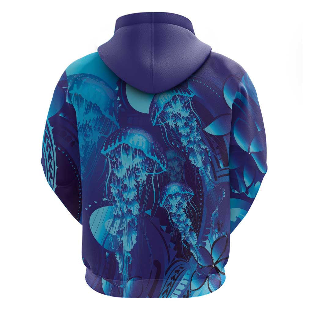 Purple Paradise Polynesia Jellyfish Hoodie Plumeria Polynesian Tattoo Glowing Vibes