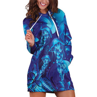 Purple Paradise Polynesia Jellyfish Hoodie Dress Plumeria Polynesian Tattoo Glowing Vibes
