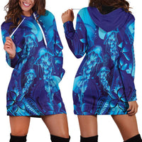 Purple Paradise Polynesia Jellyfish Hoodie Dress Plumeria Polynesian Tattoo Glowing Vibes