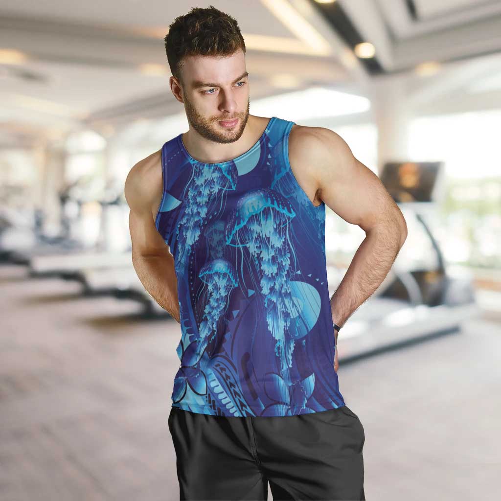 Purple Paradise Polynesia Jellyfish Men Tank Top Plumeria Polynesian Tattoo Glowing Vibes