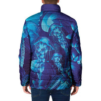 Purple Paradise Polynesia Jellyfish Padded Jacket Plumeria Polynesian Tattoo Glowing Vibes LT14 - Polynesian Pride
