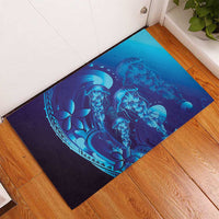 Purple Paradise Polynesia Jellyfish Rubber Doormat Plumeria Polynesian Tattoo Glowing Vibes