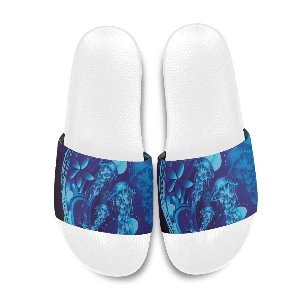 Purple Paradise Polynesia Jellyfish Slide Sandals Plumeria Polynesian Tattoo Glowing Vibes LT14 Purple - Polynesian Pride