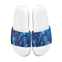 Purple Paradise Polynesia Jellyfish Slide Sandals Plumeria Polynesian Tattoo Glowing Vibes LT14 Purple - Polynesian Pride