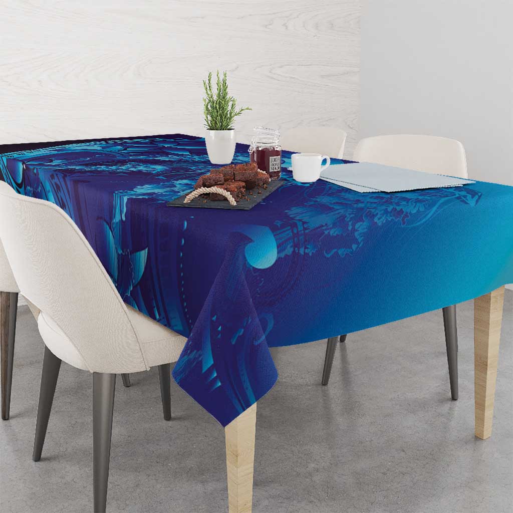 Purple Paradise Polynesia Jellyfish Tablecloth Plumeria Polynesian Tattoo Glowing Vibes