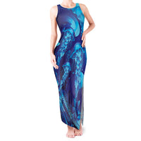 Purple Paradise Polynesia Jellyfish Tank Maxi Dress Plumeria Polynesian Tattoo Glowing Vibes LT14 Women Purple - Polynesian Pride