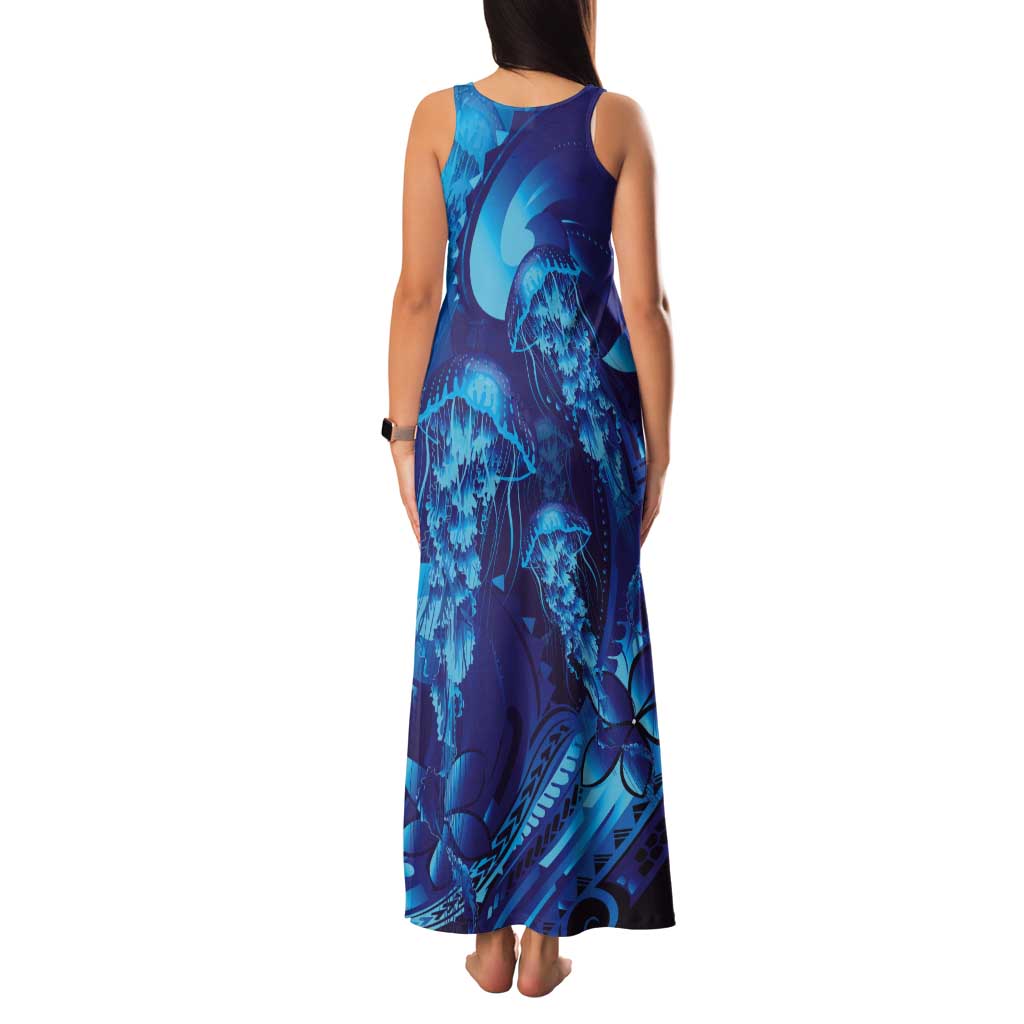 Purple Paradise Polynesia Jellyfish Tank Maxi Dress Plumeria Polynesian Tattoo Glowing Vibes LT14 - Polynesian Pride