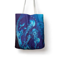 Purple Paradise Polynesia Jellyfish Tote Bag Plumeria Polynesian Tattoo Glowing Vibes