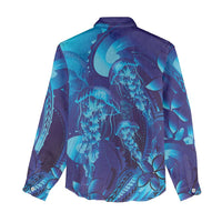 Purple Paradise Polynesia Jellyfish Women Casual Shirt Plumeria Polynesian Tattoo Glowing Vibes