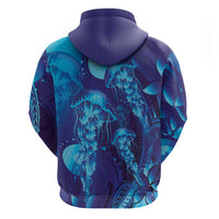 Purple Paradise Polynesia Jellyfish Zip Hoodie Plumeria Polynesian Tattoo Glowing Vibes