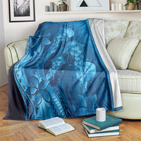 Blue Gradient Polynesia Jellyfish Blanket Plumeria Polynesian Tattoo Glowing Vibes