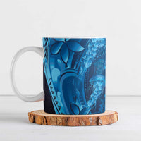 Blue Gradient Polynesia Jellyfish Ceramic Mug Plumeria Polynesian Tattoo Glowing Vibes