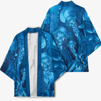 Blue Gradient Polynesia Jellyfish Kimono Plumeria Polynesian Tattoo Glowing Vibes