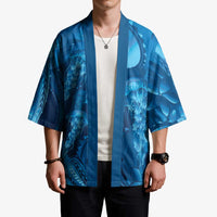 Blue Gradient Polynesia Jellyfish Kimono Plumeria Polynesian Tattoo Glowing Vibes