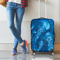 Blue Gradient Polynesia Jellyfish Luggage Cover Plumeria Polynesian Tattoo Glowing Vibes