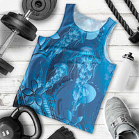 Blue Gradient Polynesia Jellyfish Men Tank Top Plumeria Polynesian Tattoo Glowing Vibes