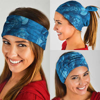 Blue Gradient Polynesia Jellyfish Neck Gaiter Plumeria Polynesian Tattoo Glowing Vibes