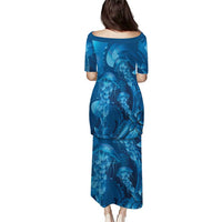 Blue Gradient Polynesia Jellyfish Puletasi Plumeria Polynesian Tattoo Glowing Vibes