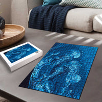 Blue Gradient Polynesia Jellyfish Puzzle Plumeria Polynesian Tattoo Glowing Vibes