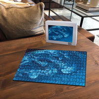 Blue Gradient Polynesia Jellyfish Puzzle Plumeria Polynesian Tattoo Glowing Vibes