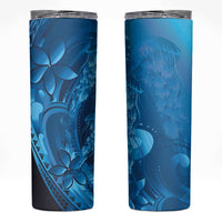 Blue Gradient Polynesia Jellyfish Skinny Tumbler Plumeria Polynesian Tattoo Glowing Vibes