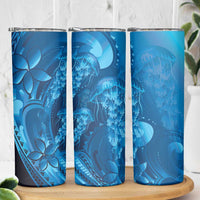 Blue Gradient Polynesia Jellyfish Skinny Tumbler Plumeria Polynesian Tattoo Glowing Vibes