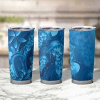 Blue Gradient Polynesia Jellyfish Tumbler Cup Plumeria Polynesian Tattoo Glowing Vibes