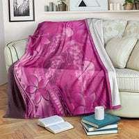Pink Gradient Polynesia Jellyfish Blanket Plumeria Polynesian Tattoo Glowing Vibes